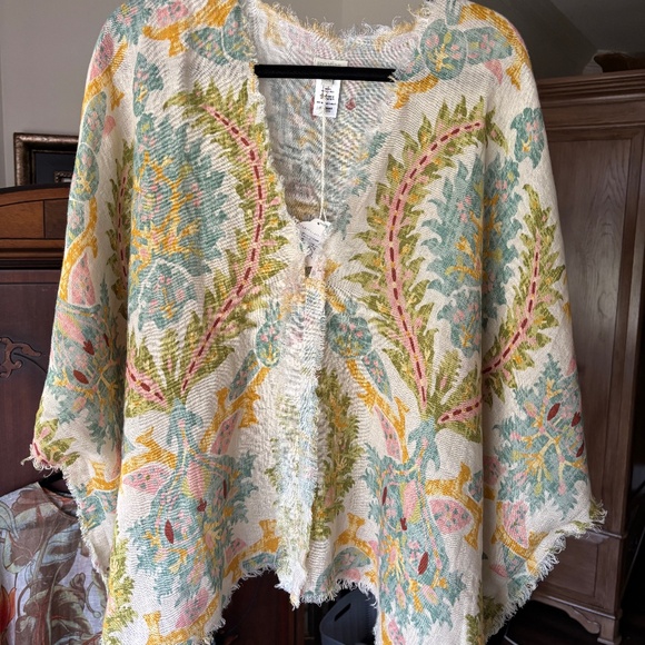 NWT Rynn Linen Poncho/Blouse Sugar Mill Damask Flax - Picture 5 of 8